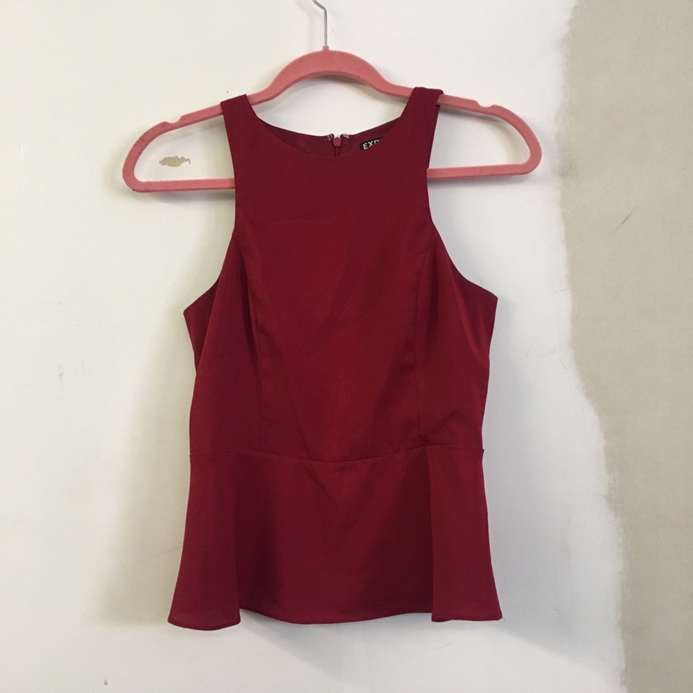 Express Red Sleeveless Peplum Top